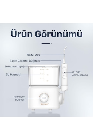 Npo Nicefeel Fc180 Profesyonel 600ml Diş Teli/protez Bakım Ve Ağız Duşu-beyaz
