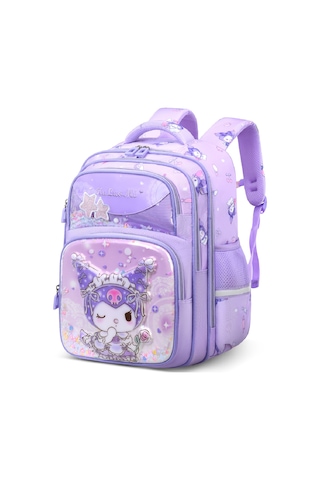 Happychildhood İlköğretim Okulu Okul Çantası Kadın Kuromi Üç Dört Çocuk Kız Kız Hafif Omurga Mor Büyük Boy