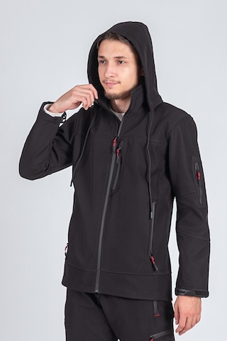Suya Dayanıklı Slim Fit Softshell Kapüşonlu Erkek Mont Siyah
