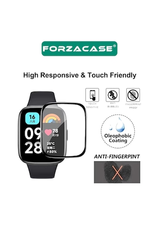 Forzacase Redmi Watch 6 Lite İle Uyumlu Çerçeveli Tam Kaplayan 3d Pet Ekran Koruyucu Film -fc016