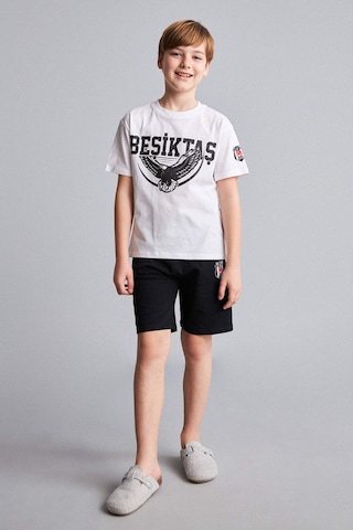 Defacto Beşiktaş Kısa Kollu Pijama Üst Şort Pijama Alt 2li Pijama Takımı Erkek Çocuk H7618a826hswt34 Beyaz-wt34