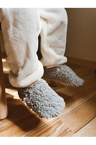 Xmlbayiciniz Bebek Patiği Organik Pamuk İç Astar, Kaydırmaz Taban Peluş Bebek Patik, Ev Pandufu Terliği Kreş Ayakkabısı Pamu Siyah - Beyaz