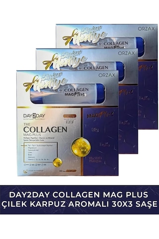 Day2Day Collagen Mag Plus Çilek Karpuz Aromalı 3 x 30 Saşe + Shaker