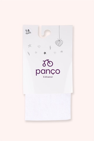 Panço Kız Çocuk Sim Detaylı Beyaz Külotlu Çorap