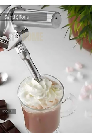 Krem Dağıtıcı Şanti Sifonu Tatlı Hazırlama Sifonu Krema Sifonu Whip Sifon Alüminyum 500 Ml