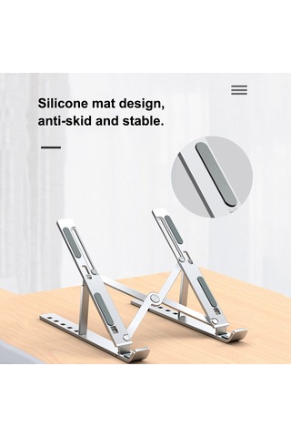 Yuntech01 Alüminyum Notebook Standı: 6 Seviye Yükseklik Ayarlı, Soğutucu Kutuplu, Ergonomik Masaüstü Yükseltici, Taşınabilir Ve Katlanabilir