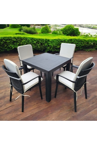Lüks Arkalıklı Sandalye Minderi 4lü 4cm Süngerli Krem