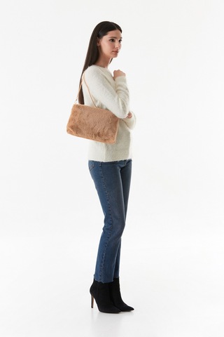 Fullamoda Tüylü Zincirli Pelüş Portföy Çanta 25maks126240-camel Camel