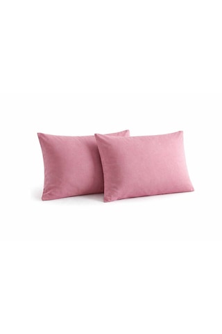 Faralya Life %100 Pamuk 2'li Yastık Kılıfı 50x70 Cm Yumuşak Dokulu Terletmeyen Dayanıklı Ev Otel Tipi Nefes Alabilen Kapaklı Yastık Kılıfı Açık Pembe