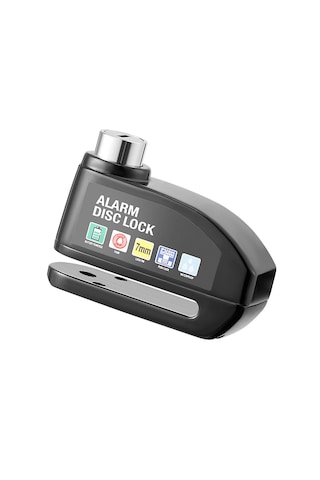 Microcase Alarmlı Motosiklet Disk Kilidi 110db/130db Yüksek Sesli - Su Geçirmez Anahtarsız Bas Kilitle Scooter Bisiklet E-bike E-scooter Uyumlu 7mm Kilit Pimi - Al5872 Siyah