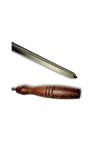 Mini Cağ Ve Döner Şişi Paslanmaz Çelik Şiş 57 Cm + 2 Adet Et Sıkıştırma Aparatı