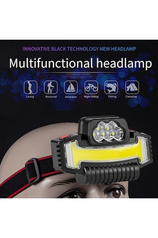 Tongxida 5 Led Siyah W685-5 Çok Fonksiyonlu Kafa Lambası Siyah