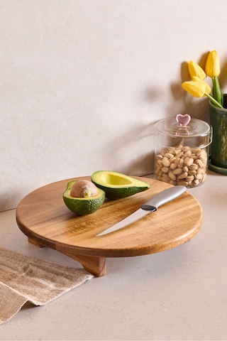 Akasya Yuvarlak Ayaklı Doğrama Tahtası 30 Cm Kahverengı Kahverengi