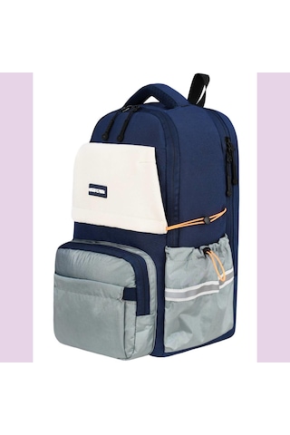 Ortopedik Ultra Lüx Büyük Boy 45 30 20 Cm Su Geçirmez Laptop Bölmeli Sırt Çantası Lacivert