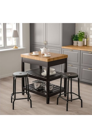 Vadholma Siyah-meşe 79x63x90 Cm Mutfak Adası - Tezgah