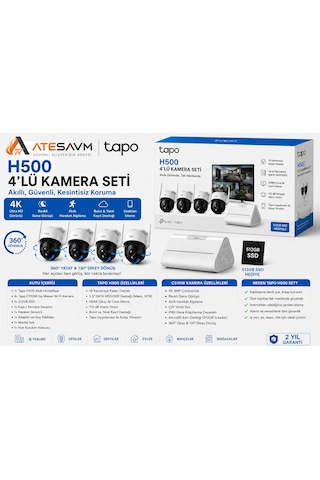 Tp-link Tapo H500 Akıllı Homebase 4 Lü Wi-fi 2k 512gb Ssd Hareket Algılamalı Gece Görüşlü Kamera Seti