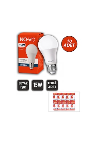 No-vo 15w Beyaz Led Ampul - 1200 Lümen, 6500k, 15.000 Saat- 10'li Paket Diğer