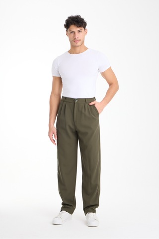 Gugus Erkek Baggy İthal Kumaş Pantolon Haki