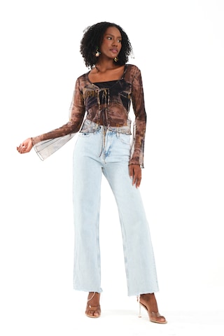 Önü Bağcıklı Tül Bluz Yeşil