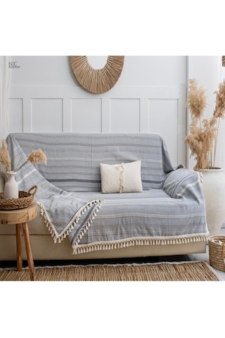Dnc Home Tekstil Jakarlı Keten Gri Koltuk Örtüsü 170 X 220 Antrasit - Gri