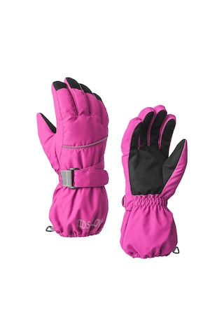Geeksen Kış Çocukları Parmaklı Isı Saçan Eldiveni - Pembe - 12-14 Yaş L - Su Geçirmez - Kayak, Snowboard İçin Gül
