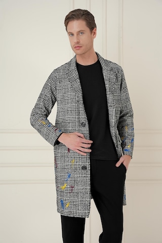 Efor Plt 086 Slim Fit Siyah-beyaz Spor Palto Siyah - Beyaz