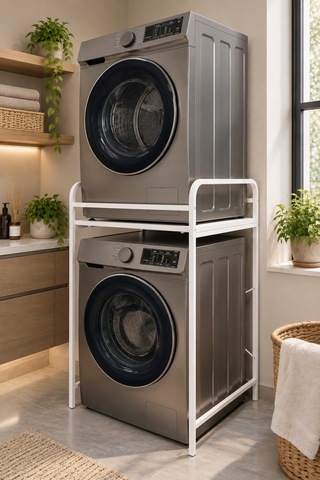 Sulorahome Çamaşır Makinesi Üstü Metal Raf Ünitesi - Beyaz 66 Cm