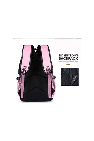 Fastbuy D Sku Sanrio Hello Kitty Büyük Kapasiteli Sırt Çantası 26 Harf Tasarımı Pembe Polyester Günlük Seyahat Hafif Çocuklar Çok Renkli