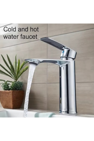 Moonhigh Sıcak Soğuk Çift Girişli Banyo Lavabo Bataryası Krom Renk Kaliteli Tasarım 2 Yıl Garanti Krom