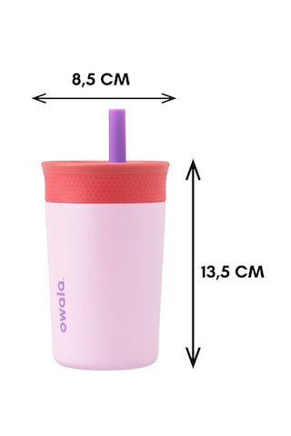 Owala 12 Oz 355 Ml Kids Pipetli Çift Katmanlı Paslanmaz Çelik Termos Sızdırmaz Kapak Açık Mor