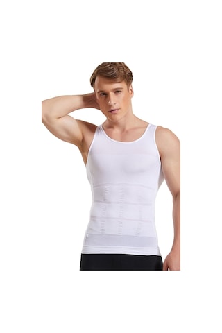 Erkek Göbek Toparlayıcı Sırt Destekleyici Beyaz Korse Atlet