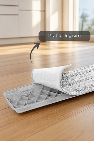 2 Adet Sprey Mop Yedek Başlık - 32x12 Cm Yıkanabilir Mikrofiber Temizlik Pedi