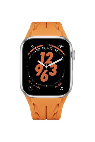 Apple Uyumlu  Watch  10 46mm Krd-127 Metal Tokalı Uzunluk Ayarlı Silikon Kordon