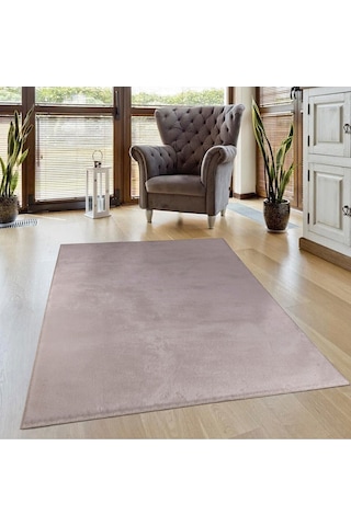 Vl Comfort Peluş Halı Gri Overloklu Kahverengi