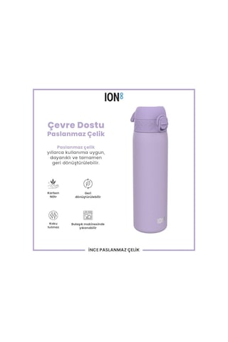 Ion8 - Paslanmaz Çelik İnce Suluk - Açık Mor - 600 Ml - Sızdırmaz