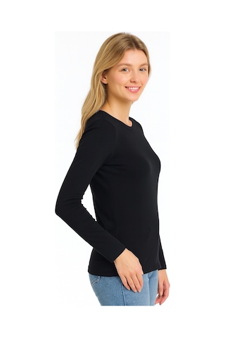 Par Lingerie Uzun Kol Bisiklet Yaka Atlet Body Siyah
