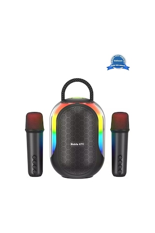 Vtn-37 Bluetooth Çift Mikrofonlu Kablosuz Karaoke Rgb Işıklı Yüksek Sesli Müzik 4 Ses Degıstırme