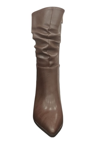 Ventes 9652010z Yandan Fermuarlı 8 Cm İnce Topuk Sivri Burun Günlük Şık Kadın Bot Kahve