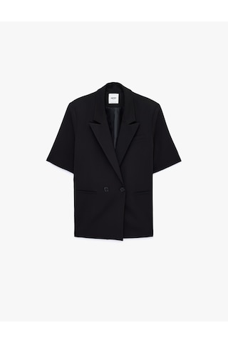 Koton Kısa Kollu Düğmeli Cep Detaylı Kruvaze Yaka Blazer Ceket Siyah 6sak50143uw