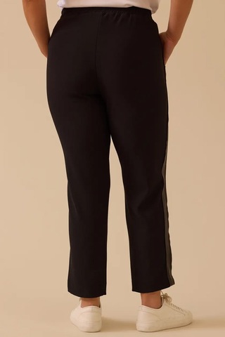 Kadın Büyük Beden Fitilli Bilek Boy Pantolon - Siyah 4358748