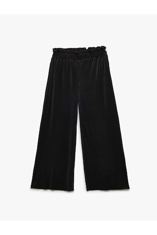 Koton Dokulu Beli Lastikli Bol Paça Pantolon Siyah 5skg40036ak Siyah