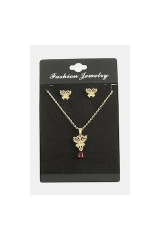 Kelebek Zirkon Taşlı Set Kolye çok renkli 54045611