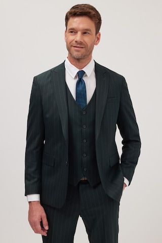 Tudors Erkek Slim Fit Haki Esnek Likralı Kumaş Sivri Yaka Yelekli Takım Elbise-41297 Haki