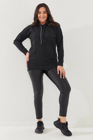 Lady Majestic Büyük Beden Kapüşonlu Sweatshirt Antrasit