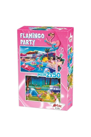 Star Puzzle 2x50 Parça Çocuk Puzzle - Flamingo Partisi 1 Adet