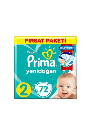 Prima Pampers Yenidoğan Fırsat Paketi Bebek Bezi 4-8 KG 2 Beden 2 x 72 Adet 2'li