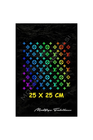 Lv Desen Sticker 25x25 Cm - Araç -motor - Kask - Hologram -