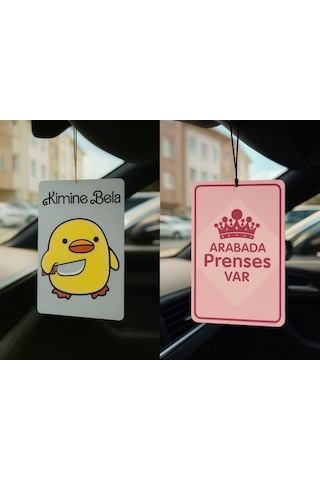 Kimine Bela Kimine Fena Ve Arabada Prenses Var - İkili Oto Kokusu - Dekoratif Araç Kokusu Ve Aksesuarı