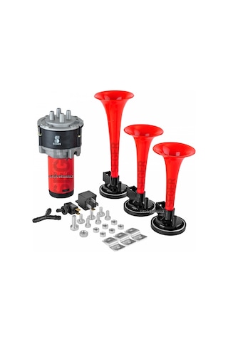 Seger 24V 80kh24.000.03b  Üç Kırmızı Boru Melodili Korna