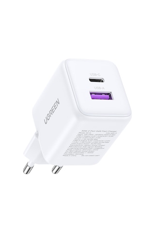 Ugreen 30w 2 Portlu Hızlı Şarj Cihazı Beyaz